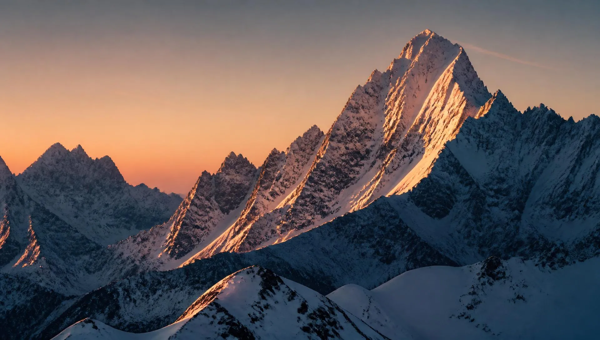 Sommets alpins au coucher du soleil